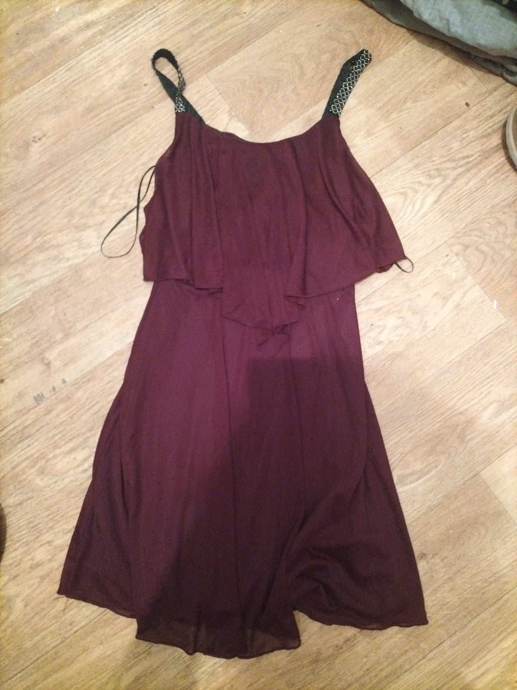 Ladies New Look Size 8 Purple Sleeveless Frilly Dress