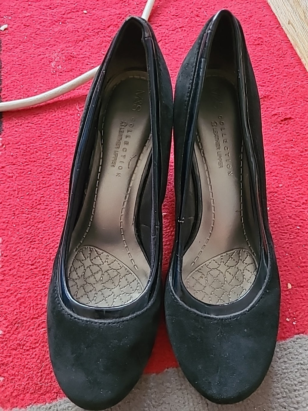 Ladies Marks And Spencer Size Uk 6 Black Leather Upper Heels