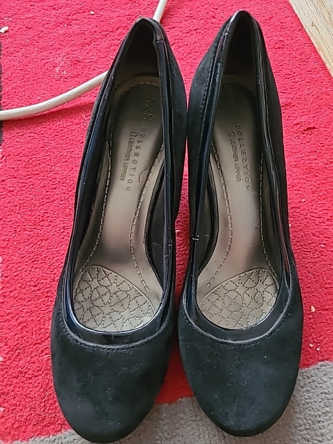 Ladies Marks And Spencer Size Uk 6 Black Leather Upper Heels