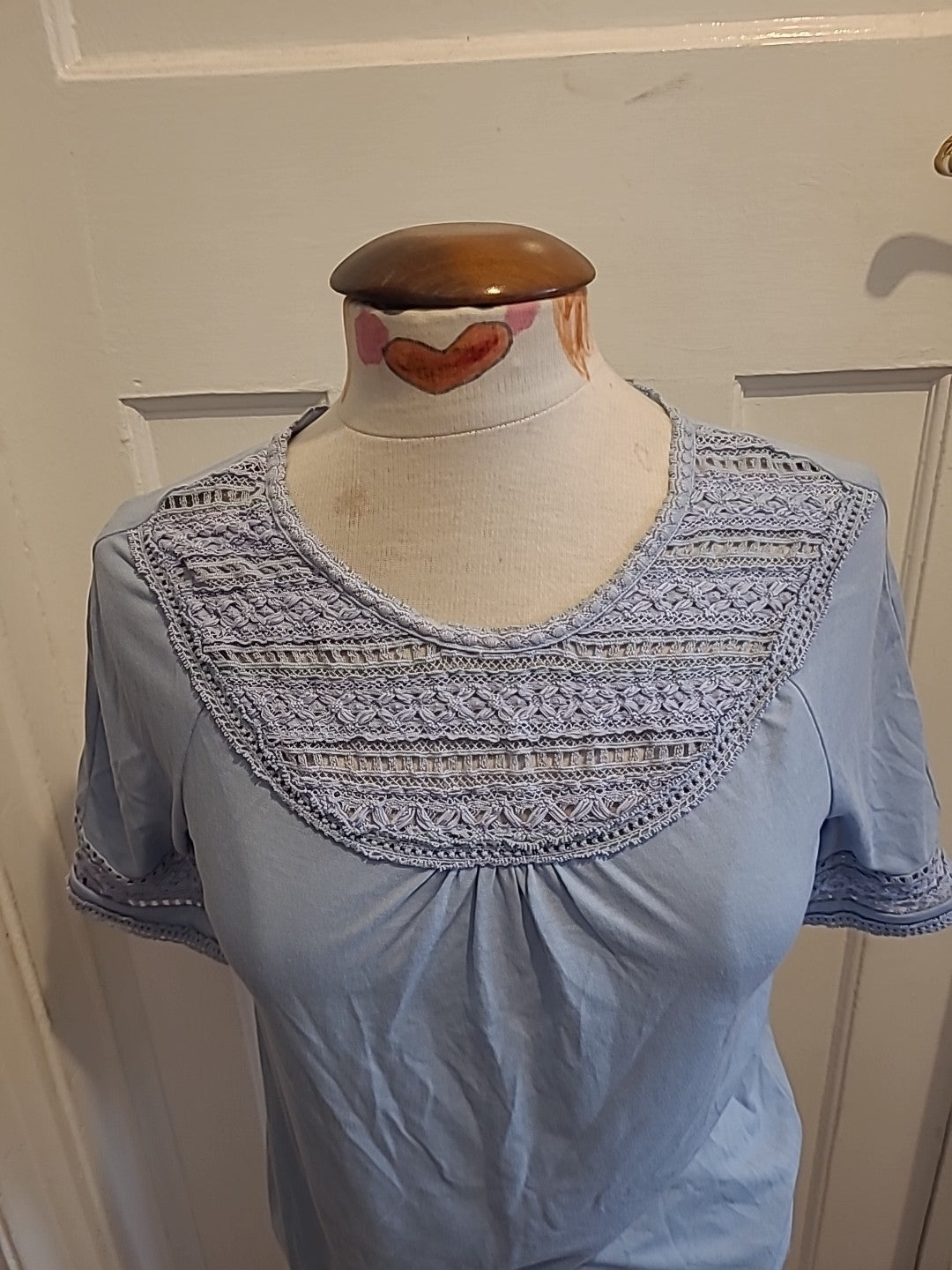 Ladies M&S Size 6 Reg Blue Short Sleeved Blouse