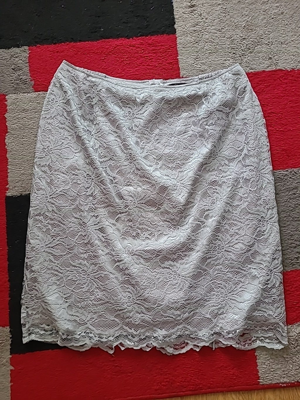 Ladies Together Size 16 Silver Grey Lace Lined Midi Skirt