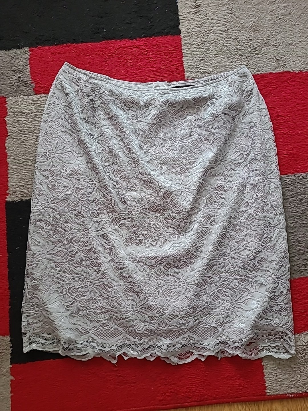 Ladies Together Size 16 Silver Grey Lace Lined Midi Skirt