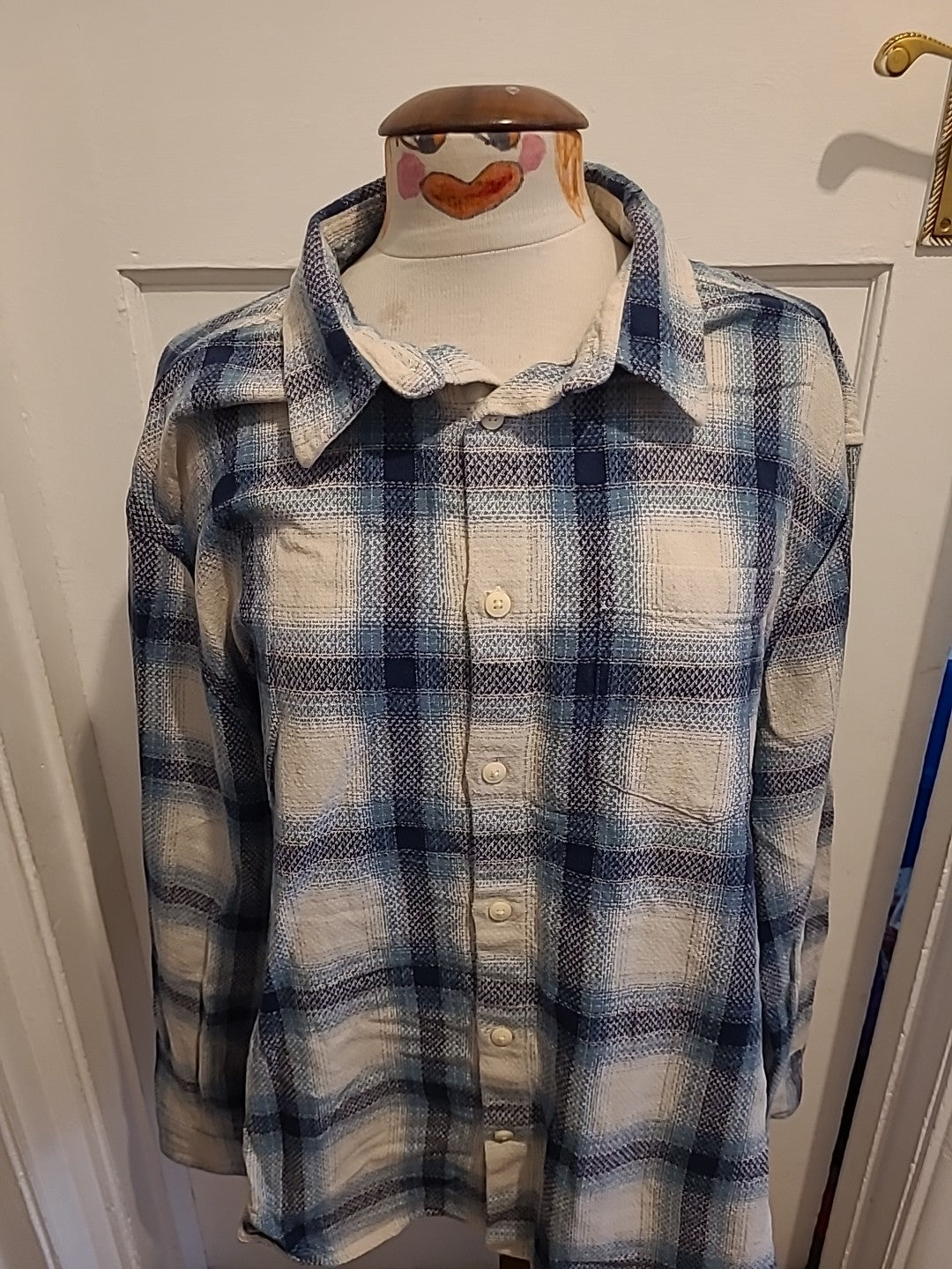 Mens Primark Size 2XL Relaxed Fit Green Navy Over Shirt