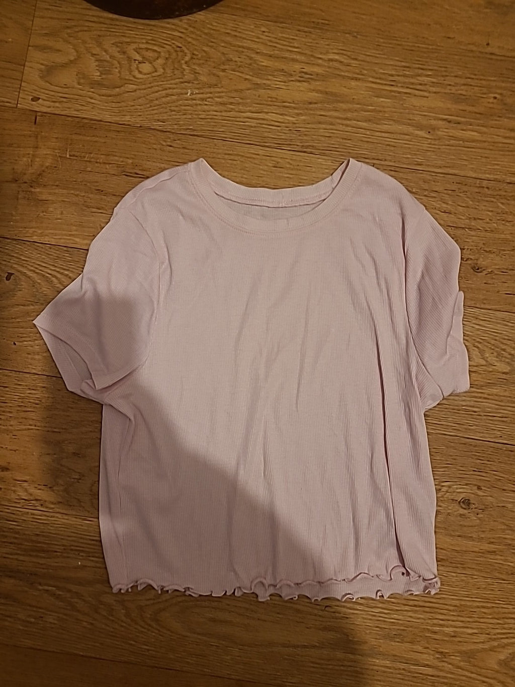 Ladies Primark Size 10/12 Pink Ribbed Short Sleeved Tshirt