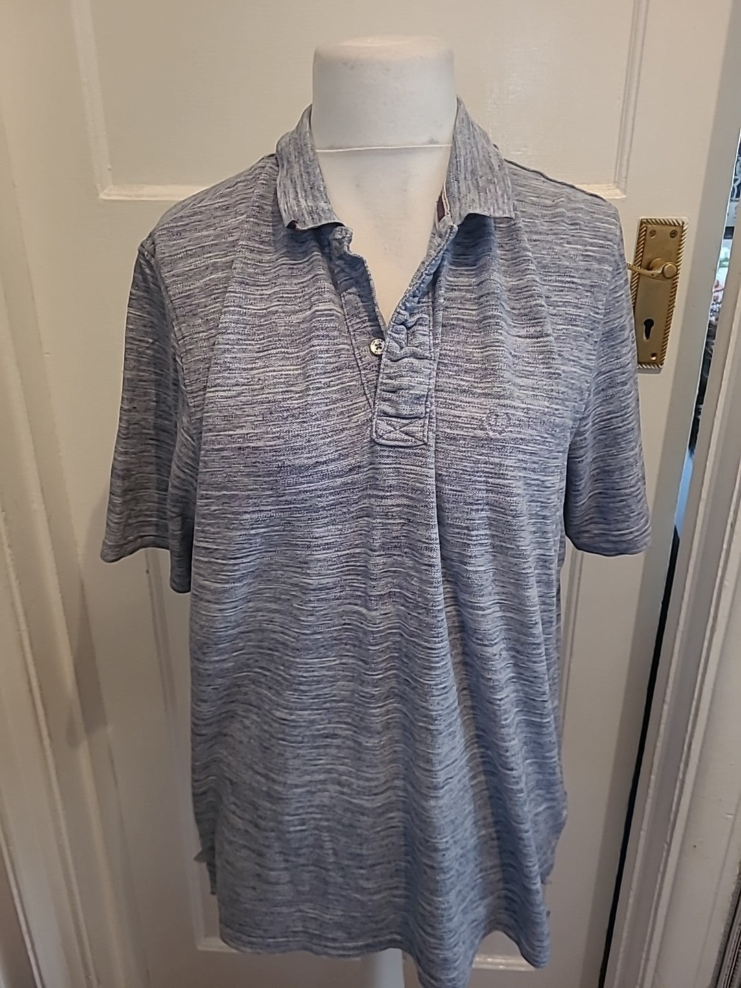 Mens Lincoln Size L Grey Fleck Short Sleeved Polo