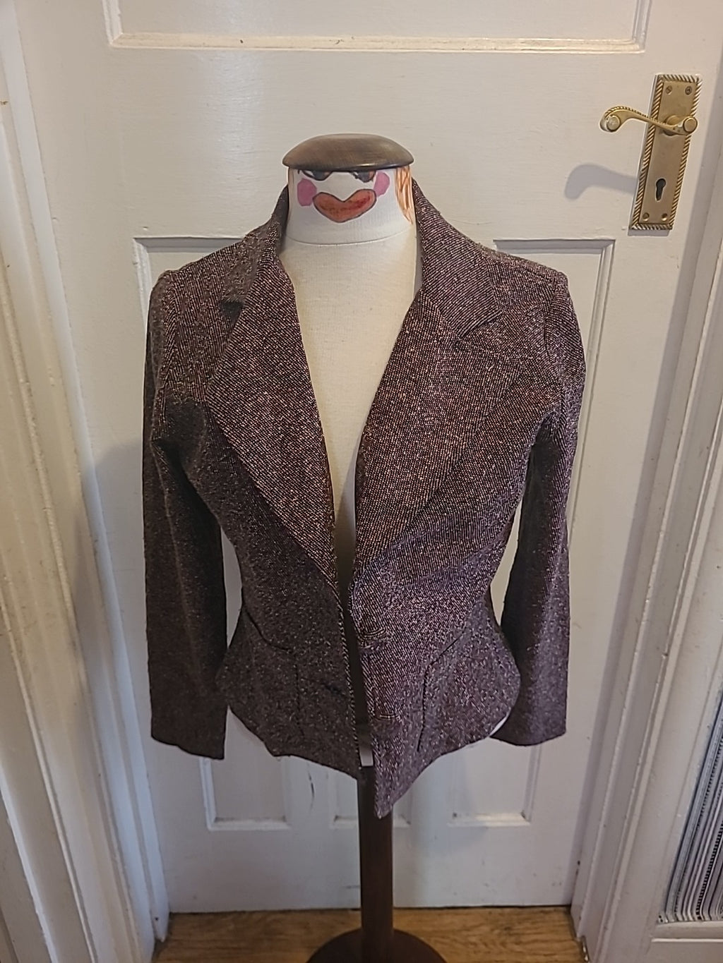 Ladies Size 10 Brown Fleck Lined Long Sleeved Jacket