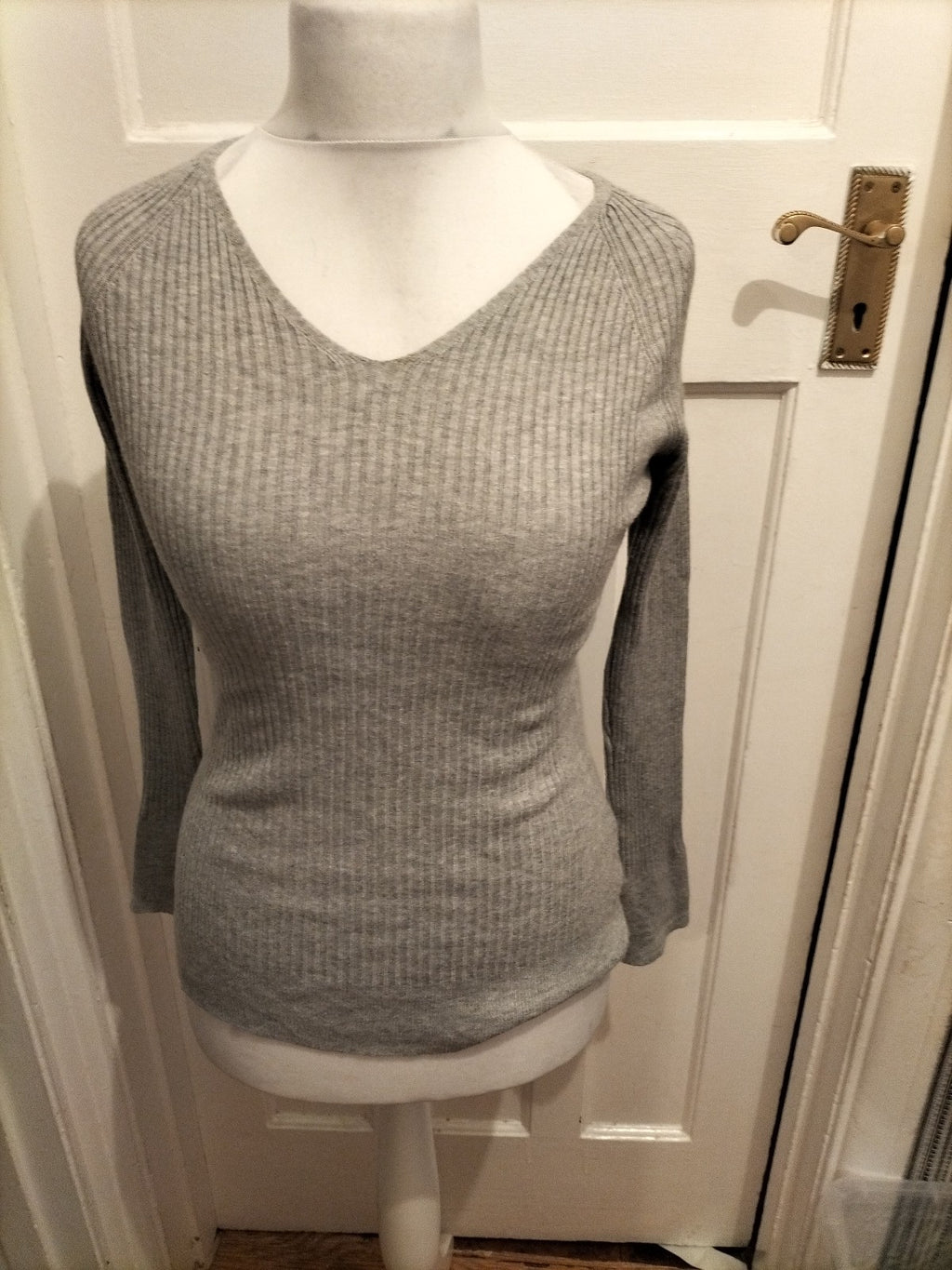 Primark 14-16 Grey Rib Long Sleeved Top Jumper