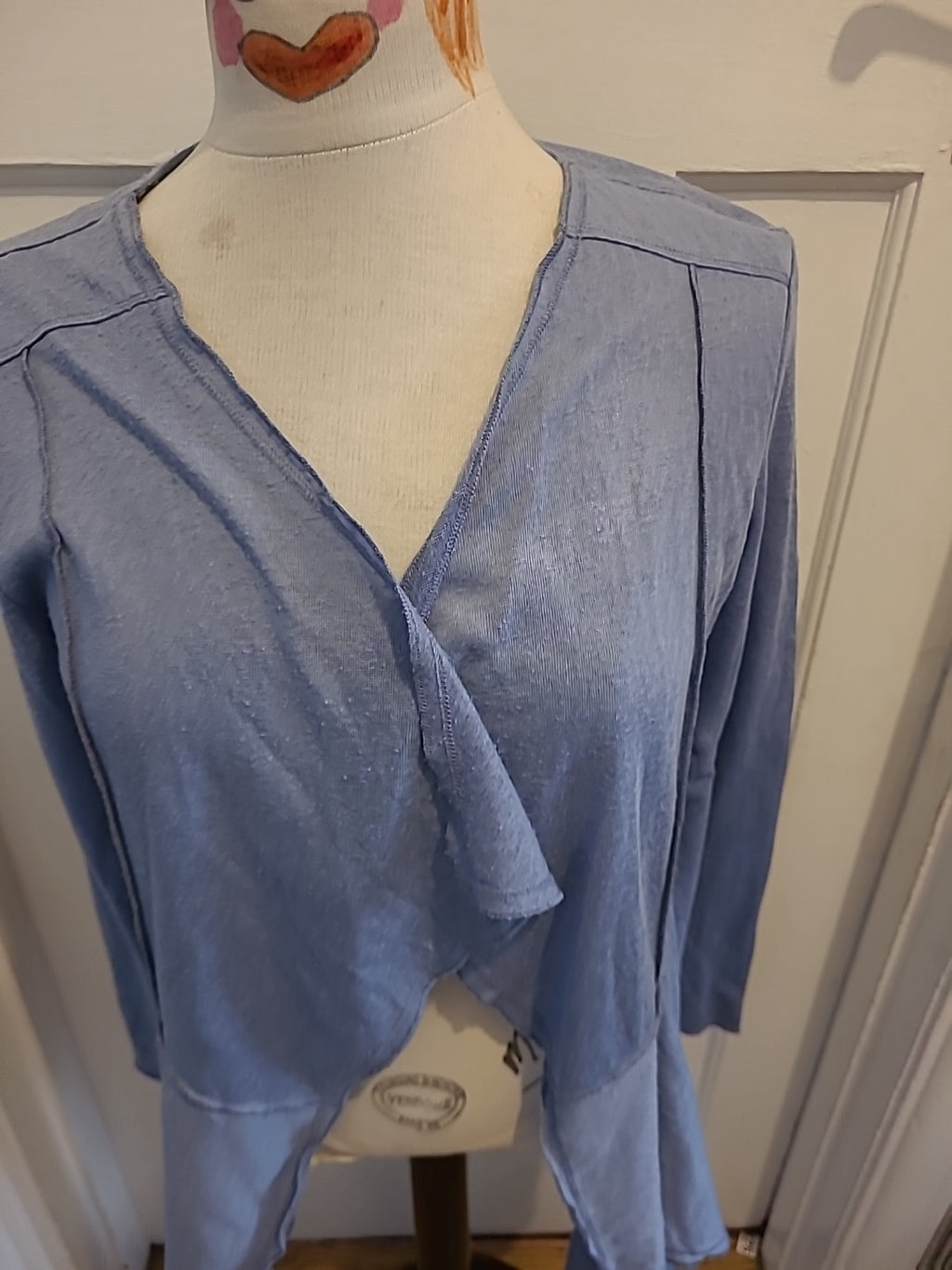 Ladies Marks And Spencer Size 10 Smokey Blue Waterfall Cardigan