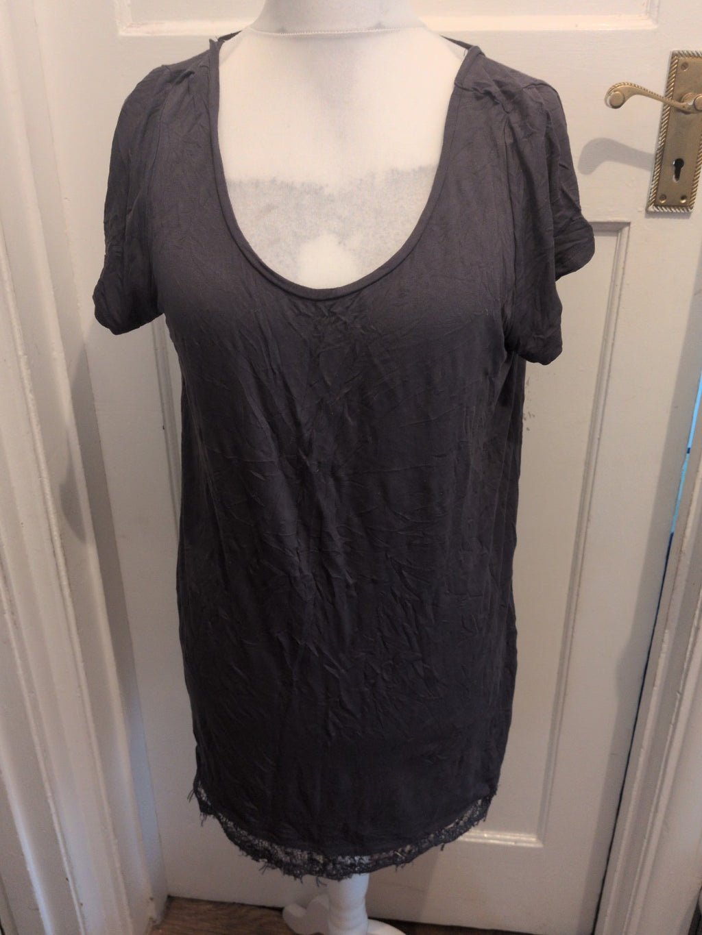 Next 16  Dark Grey Sleeveless Frill Hem Short Sleeve Top