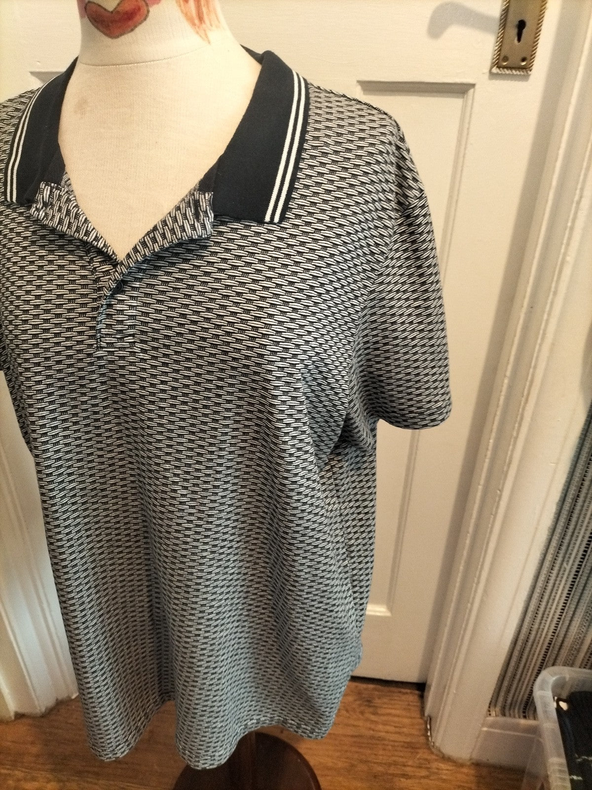 Mens Tu Size XL Navy Grey Short Sleeved Polo