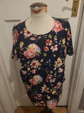 Ladies Emeliax Classics Size Medium Black Floral Short Sleeve Round Neck Blouse