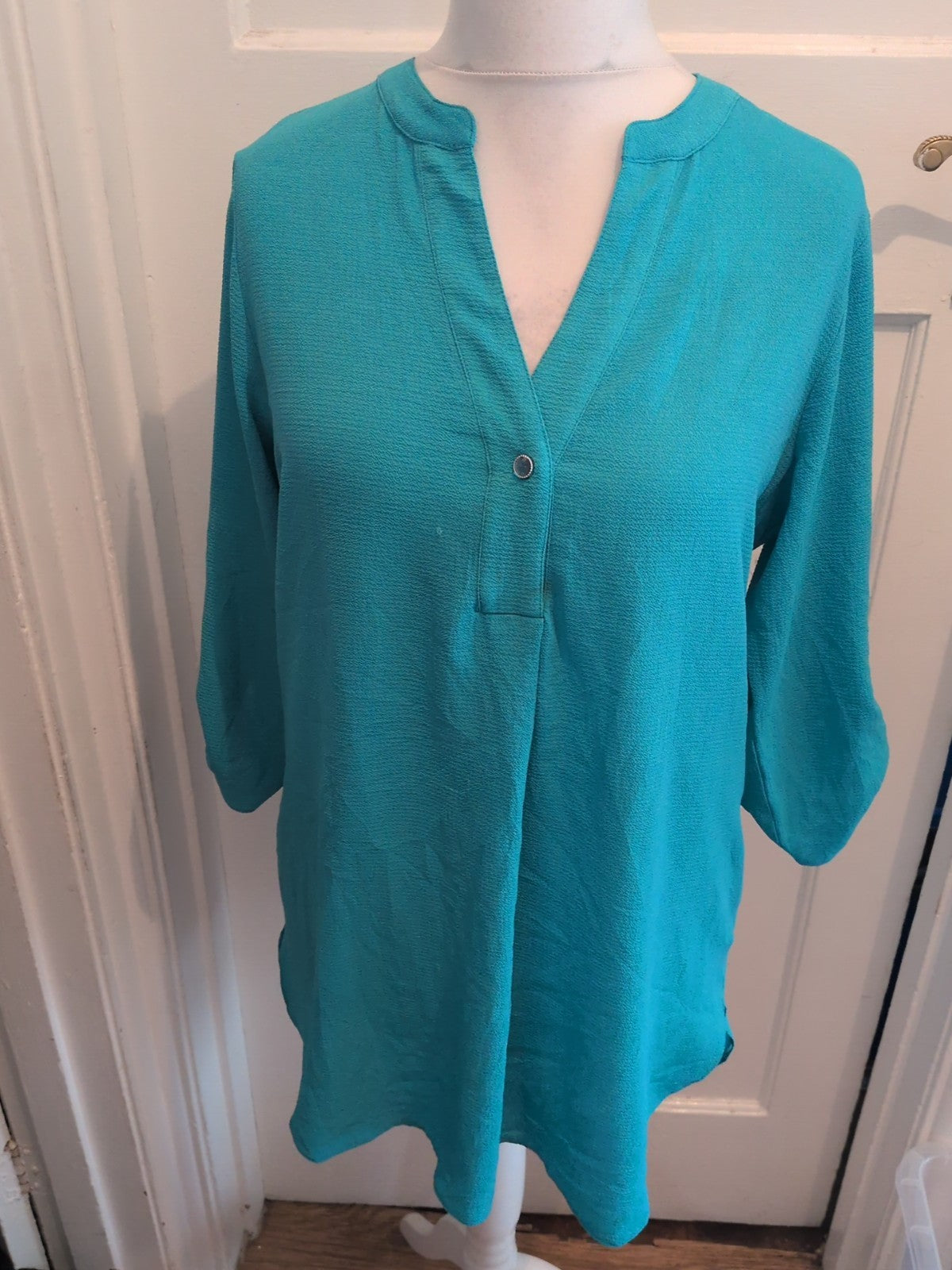 Roman 14 Aqua Turquoise 3/4 Sleeve Oversize Blouse