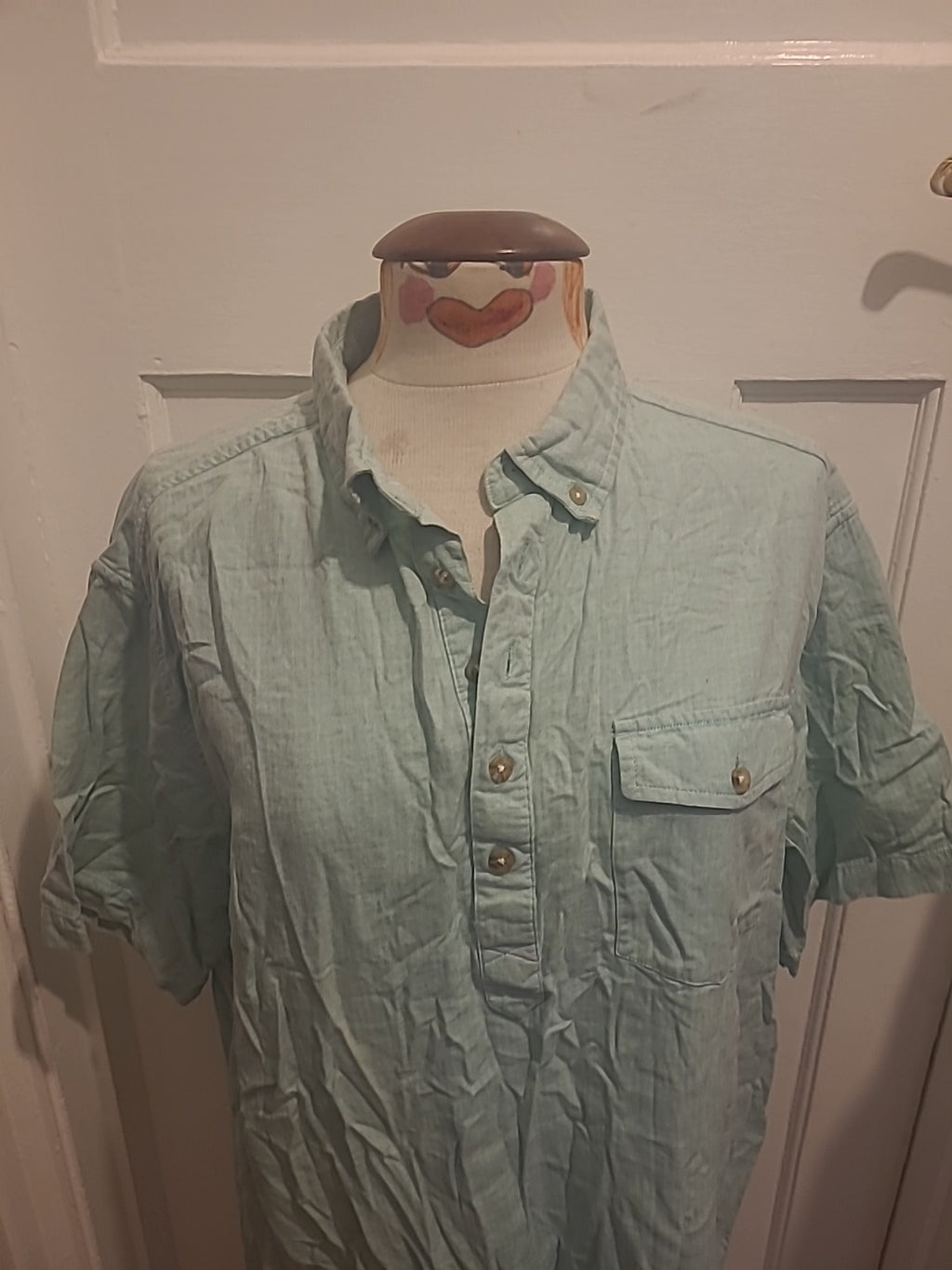 Mens Cotton Traders Size XL Turquoise Short Sleeved Shirt