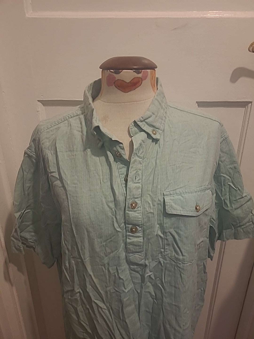 Mens Cotton Traders Size XL Turquoise Short Sleeved Shirt
