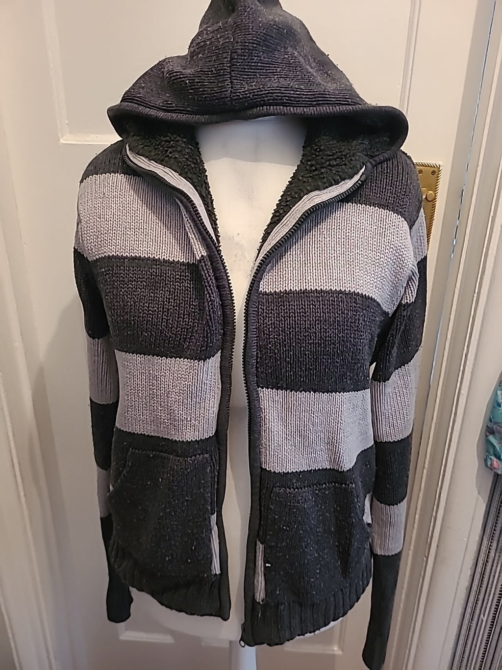 Mens Dissident Size M Two Tone Grey Full Zip Hoodie Bobbling