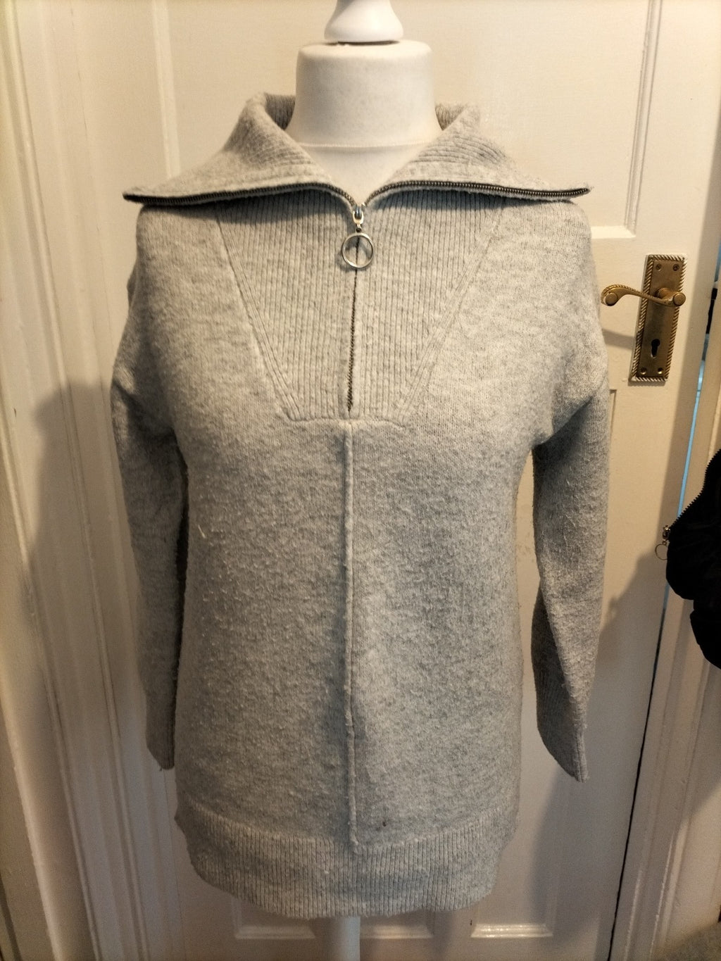 Ladies Papaya Size Small Grey High Neck Long Sleeved Jumper