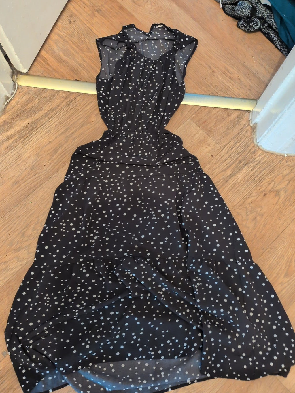 Large Polkadot Sleeveless Open Back Dress