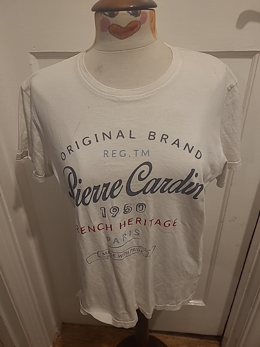 Mens Pierre Cardin Size Medium White Printed Shirt(Has Marks On)