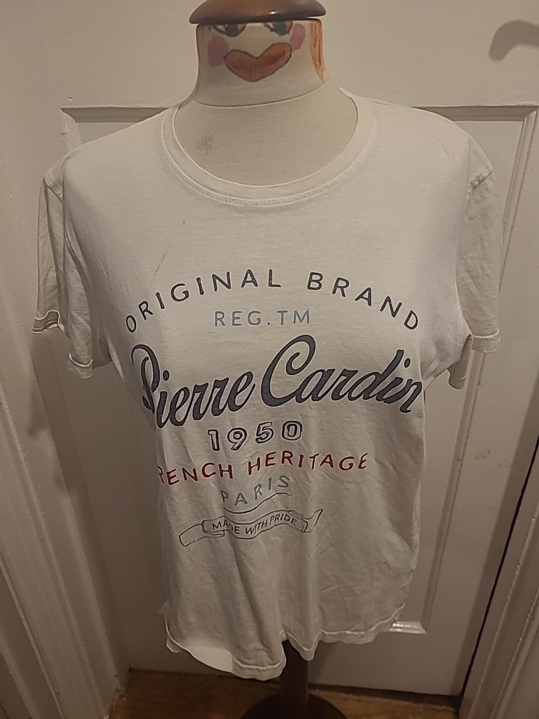 Mens Pierre Cardin Size Medium White Printed Shirt(Has Marks On)