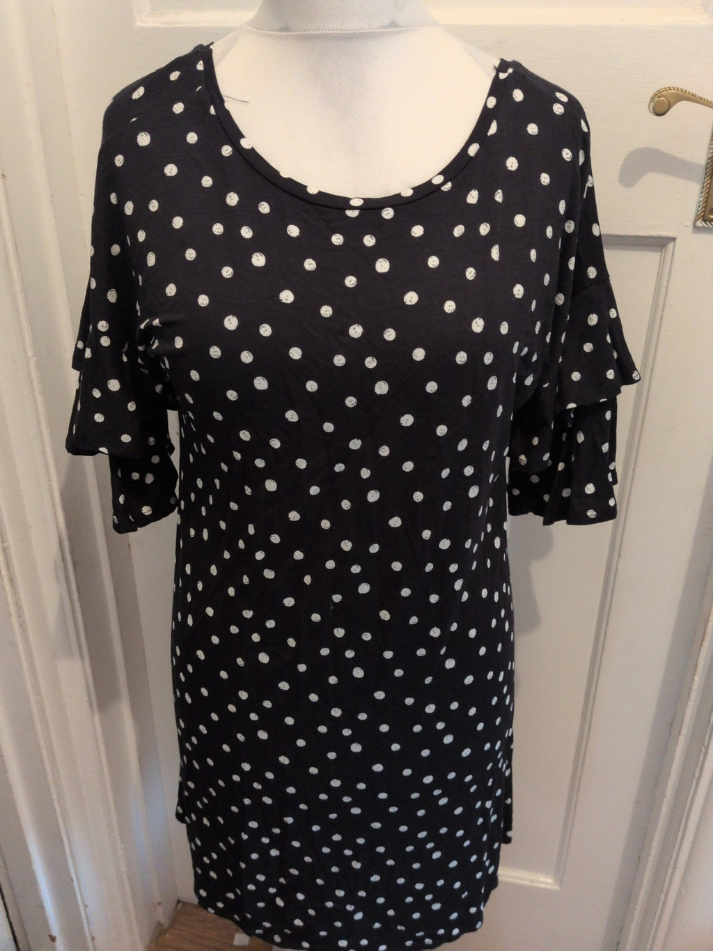 George 14 Black And White Spot Print Short Sleeve Dress