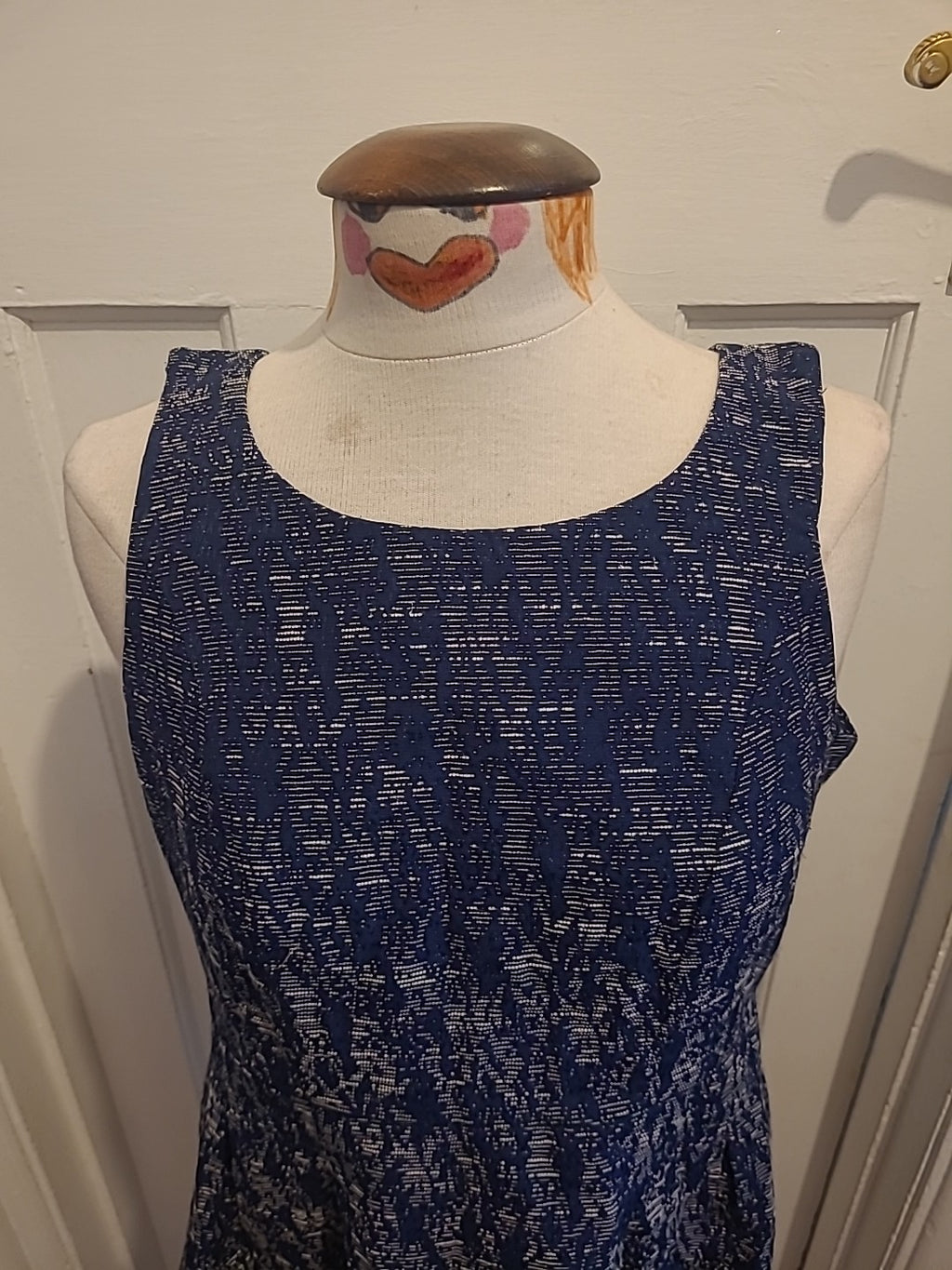 Ladies Next Size 12 Navy Fleck Sleeveless Dress