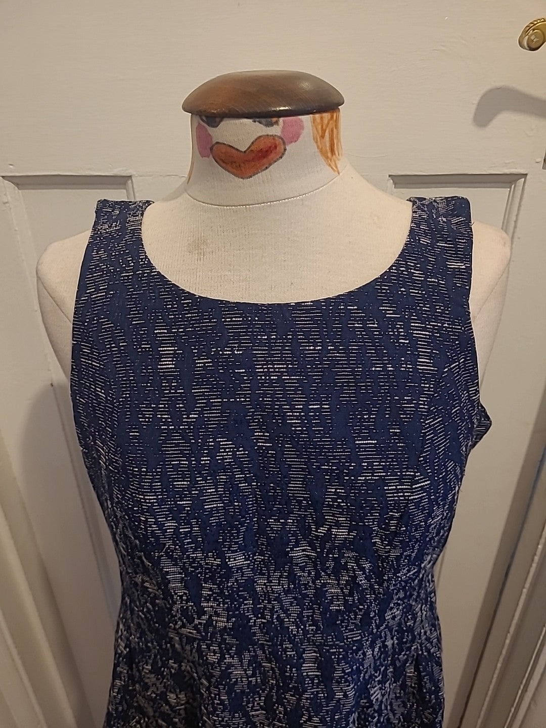 Ladies Next Size 12 Navy Fleck Sleeveless Dress