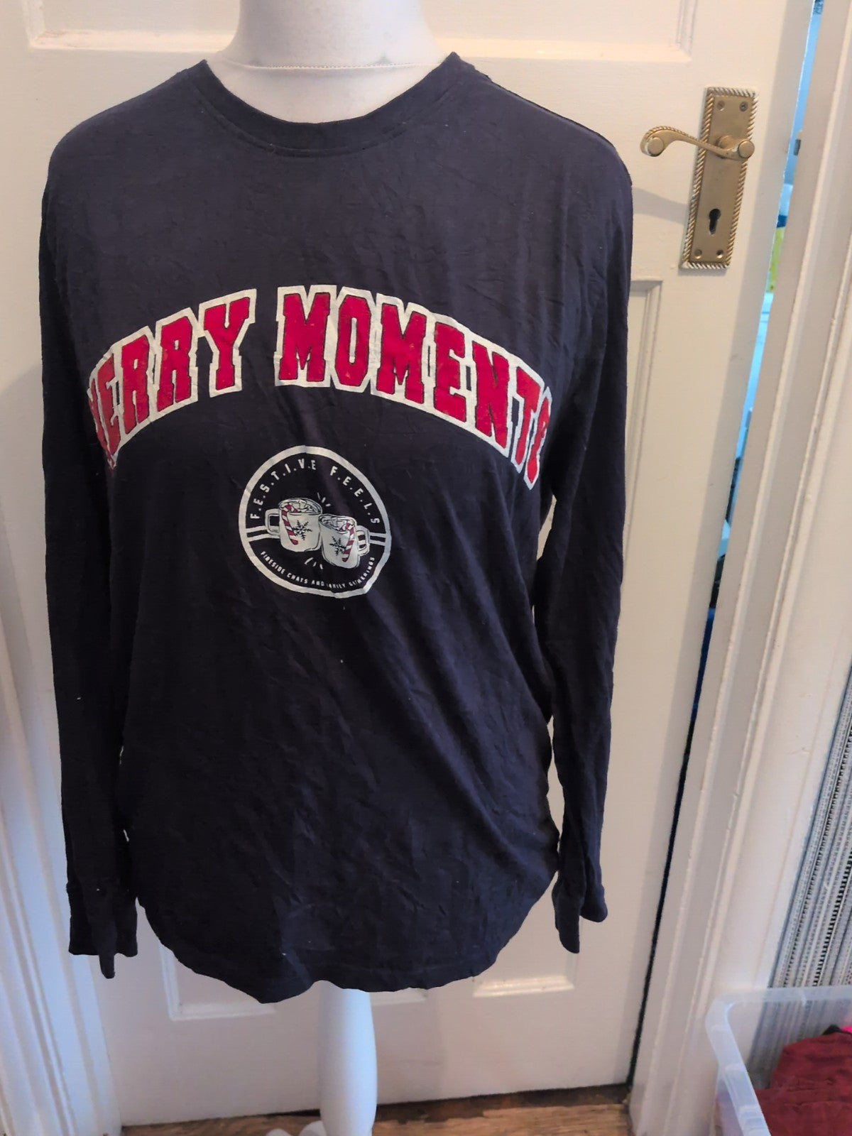 George Large Navy Merry Moments Long Sleeve Pyjama Top