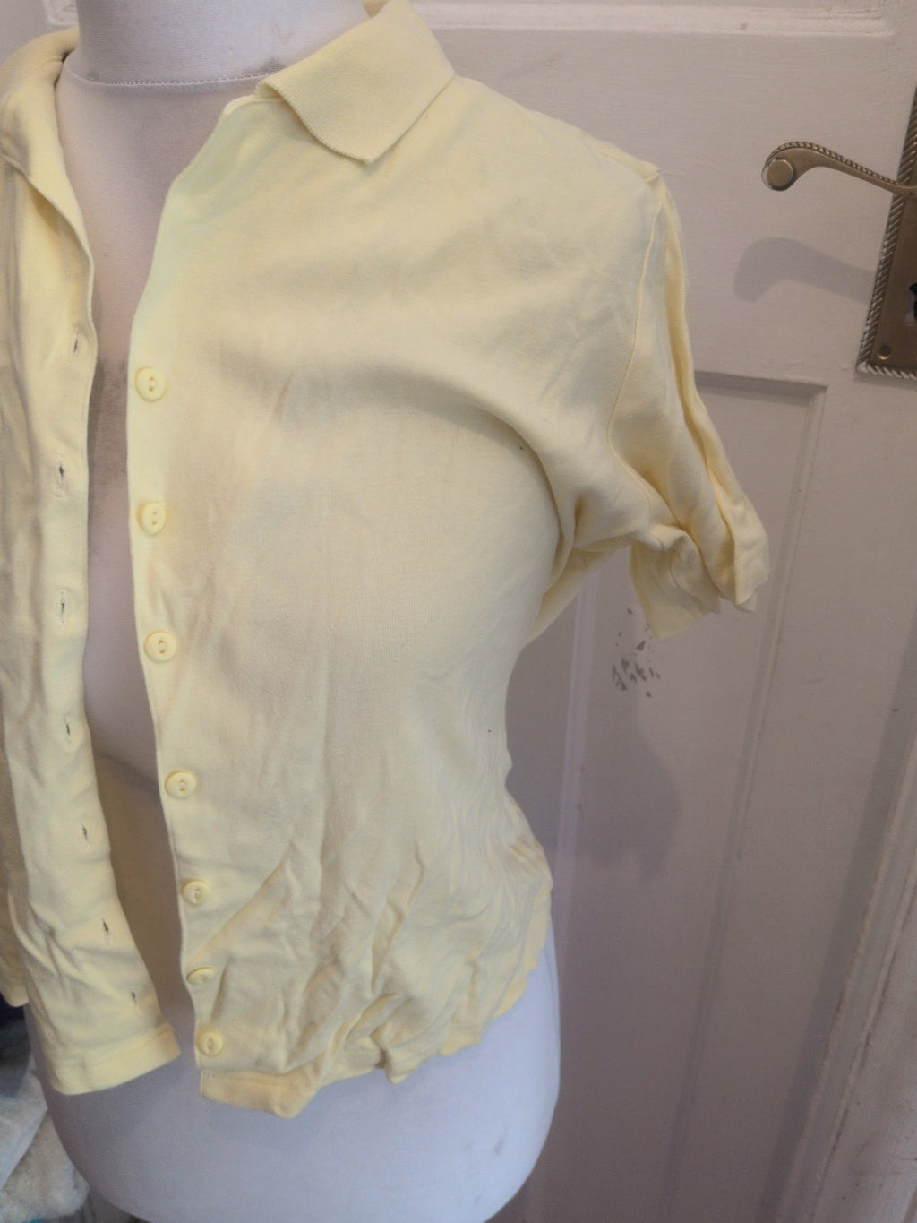 BHS 14 Yellow Short Sleeve Buttoned Cardigan Collared