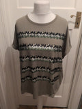 Ladies Next Size 16 Green With Sequins Short Sleeve T-shirt