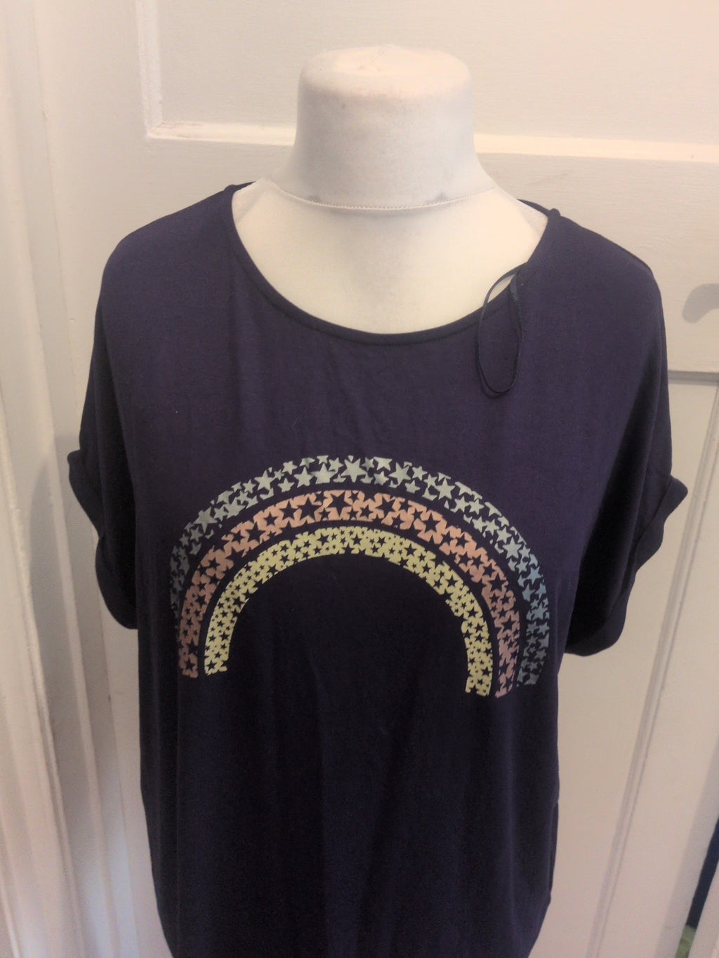 Tu Woman 20 Navy With Rainbow Image Short Sleeve T-shirt