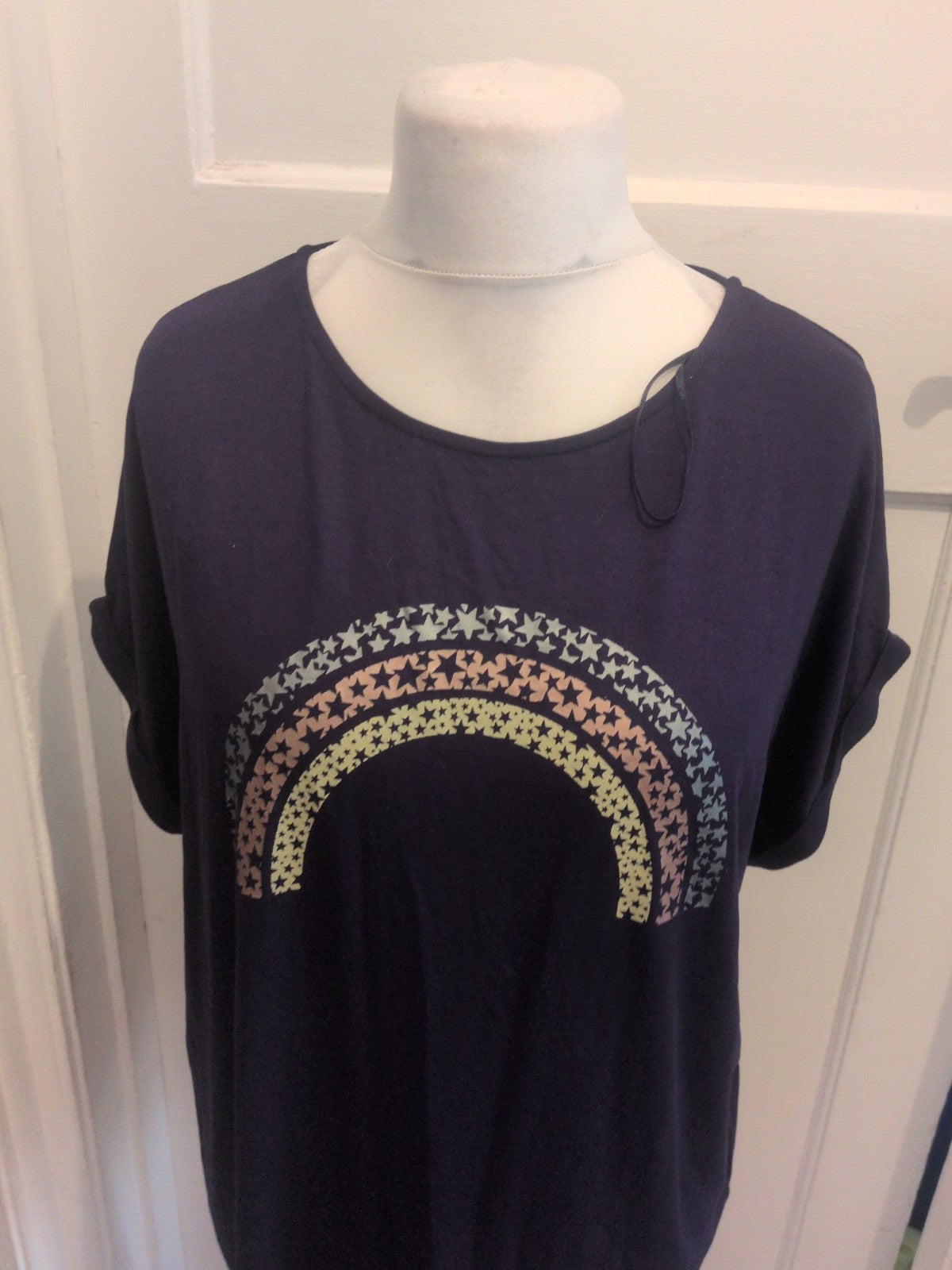 Tu Woman 20 Navy With Rainbow Image Short Sleeve T-shirt