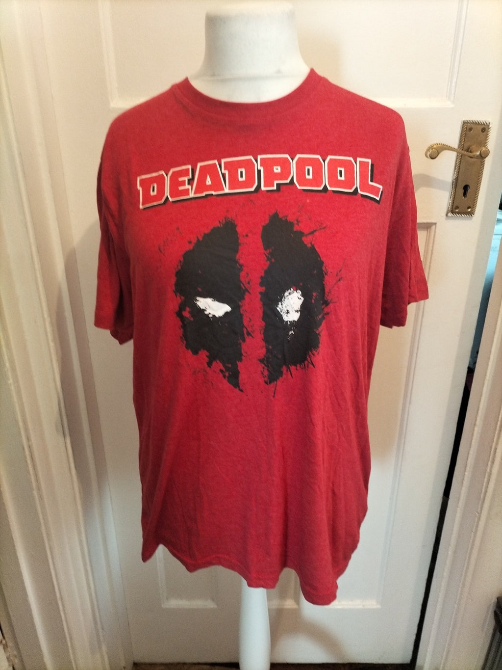 Mens Deadpool Size Large Red Print Pyjama Top