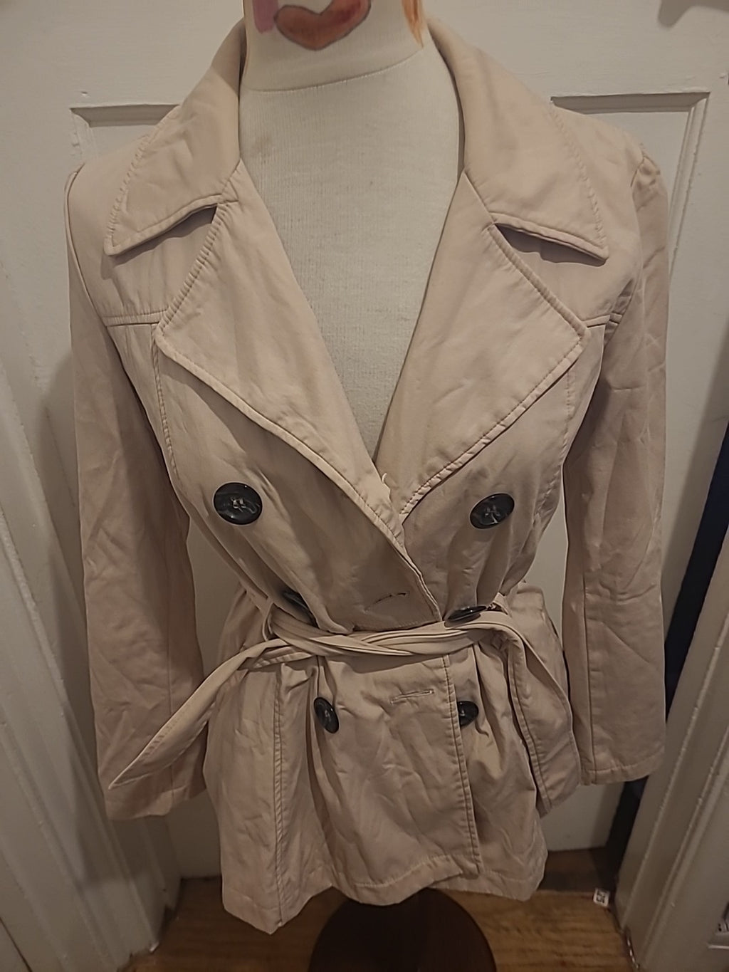 Ladies New Look Size 10 Baby Pink Long Sleeved Coat With Belt