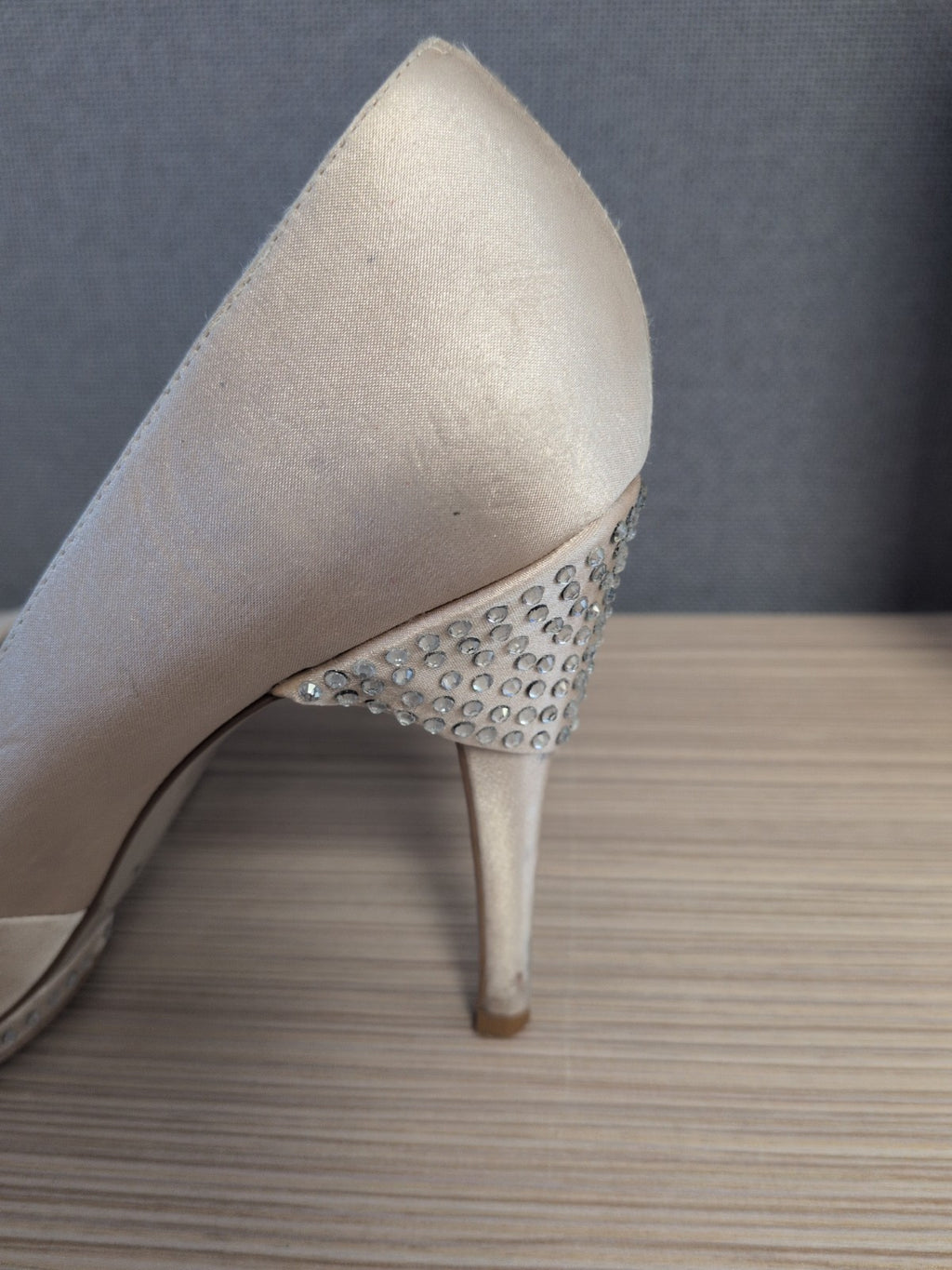 Miss KG Size EU 37 Beige Shimmer Heels Open Toe