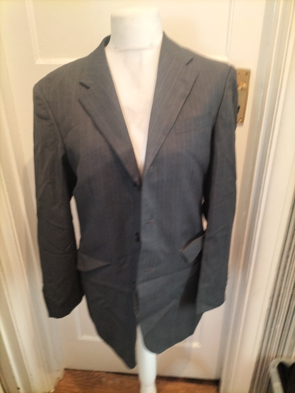 Mens Moss Size 38R Grey Pinstripe Blazer