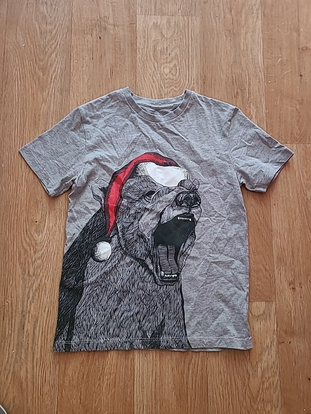 Boys Next 8 Years Grey Wolfy Bear Short Sleeved Tshirt