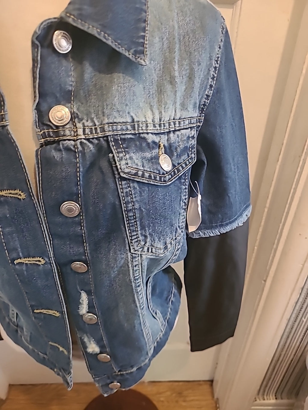 Brand New Ladies Parasian Size 8 Denim Pleather Jacket