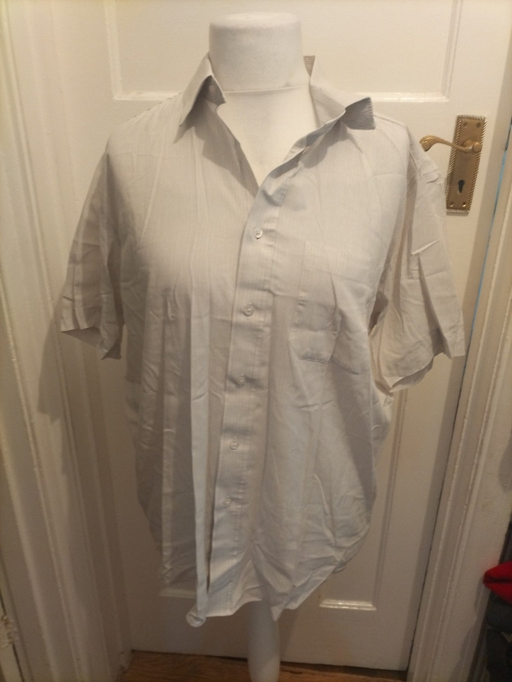 Ladies Marks And Spencer Tailoring 16.5 Beige Ivory Striped Cotton Rich Non Iron
