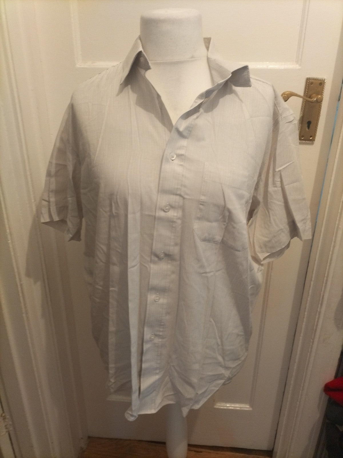 Ladies Marks And Spencer Tailoring 16.5 Beige Ivory Striped Cotton Rich Non Iron