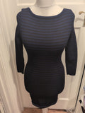 Bruuns Bazaar Small Black And Blue Striped Long Sleeve Dress