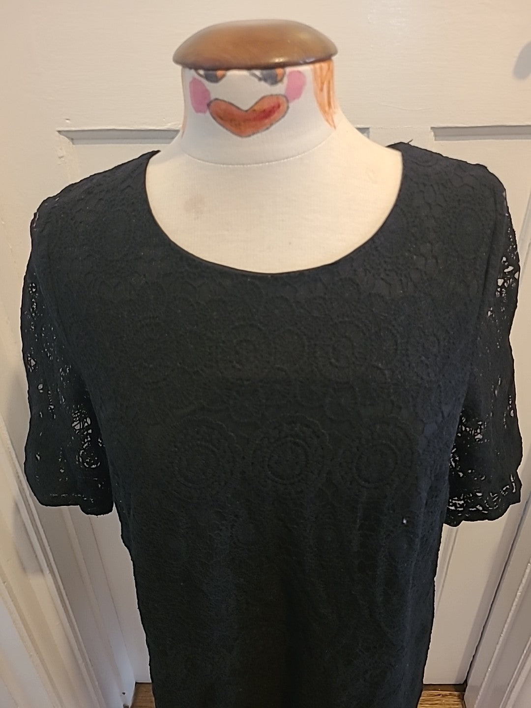 Ladies Tokyo Doll Size 14 Black Lace Lined Short Sleeved Dress