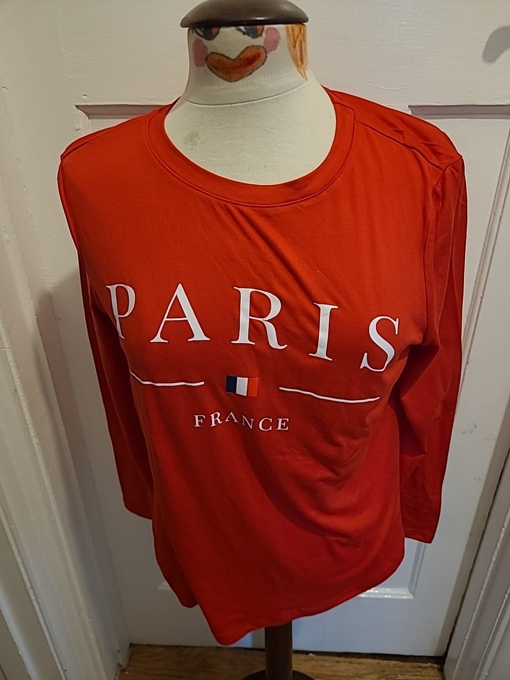 Ladies Shein Medium Red Paris Long Sleeve Blouse