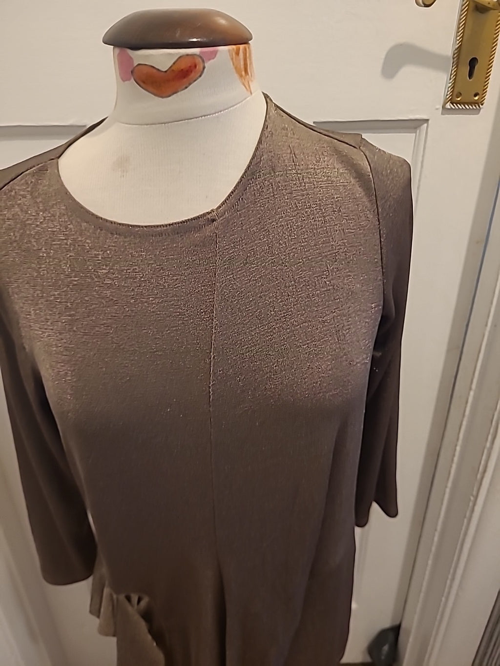 Ladies Kaleidoscope Size 14 Brown Shimmery Mid Sleeved Blouse