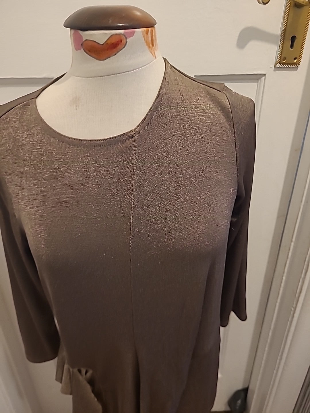 Ladies Kaleidoscope Size 14 Brown Shimmery Mid Sleeved Blouse