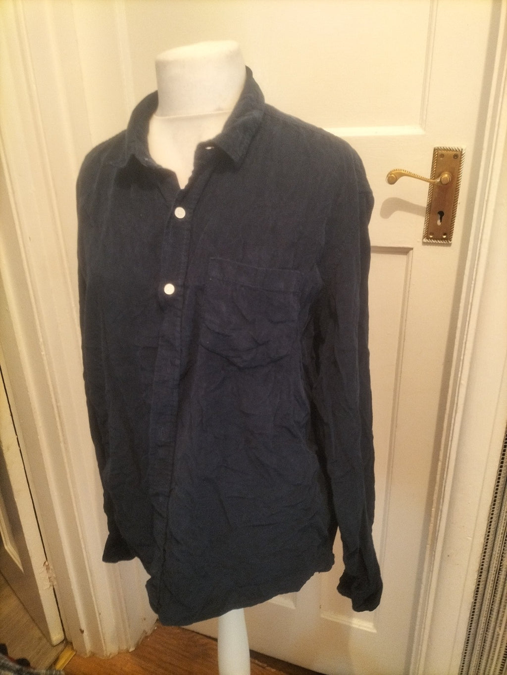 Mens Peacocks Size XL Navy Blue Ribbed Long Sleeve Shirt