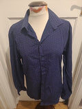 Mens Salt Size Medium(39-40) Slim Fit Navy Blue Dot Long Sleeved Shirt