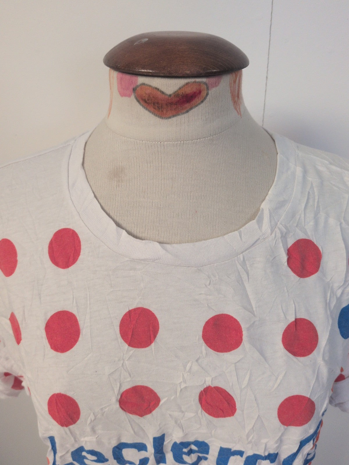 Ladies Large White With Orange Spot Short Sleeve T-shirt