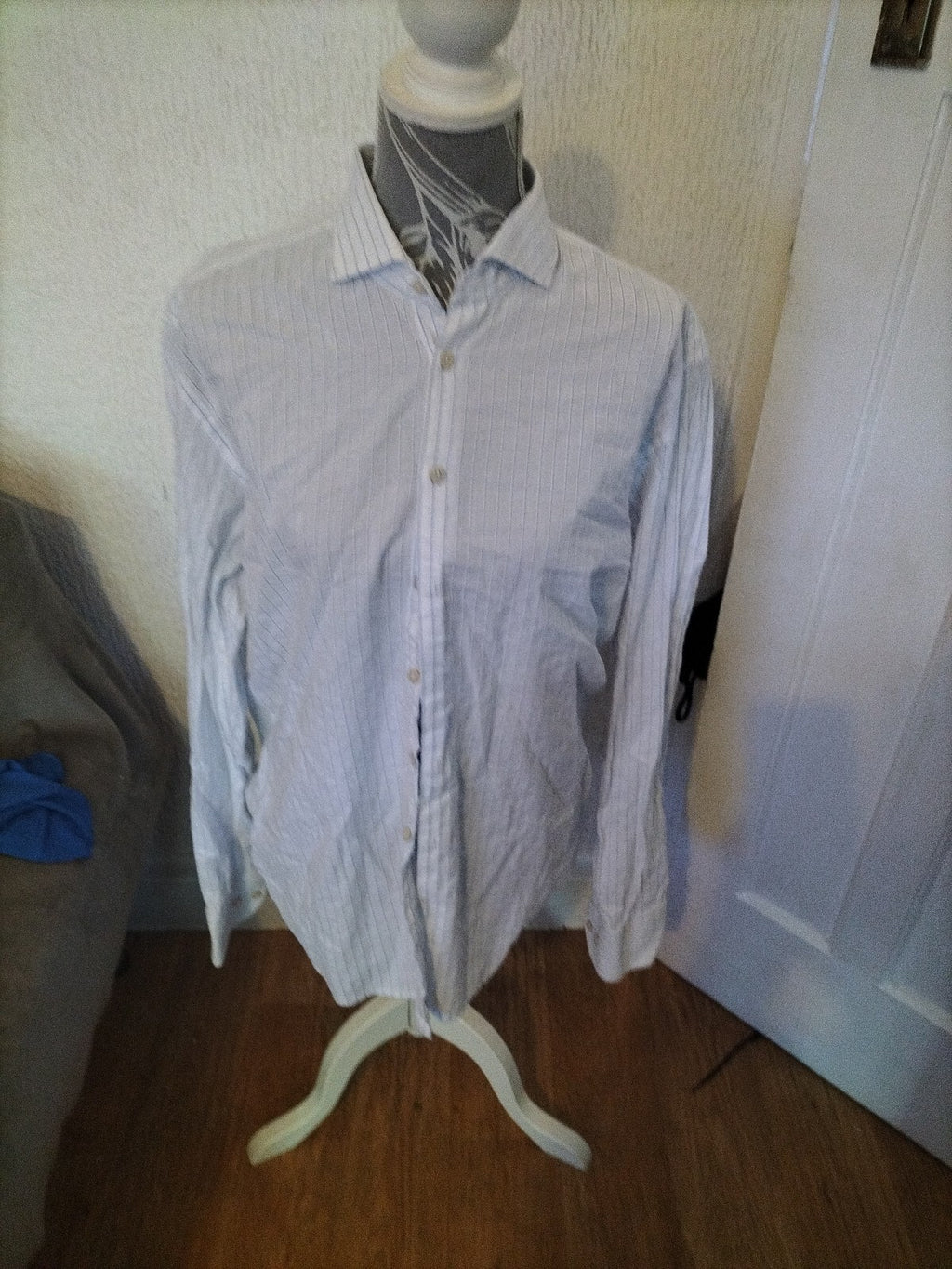 Mens Digel 40" White Striped Long Sleeved Shirt