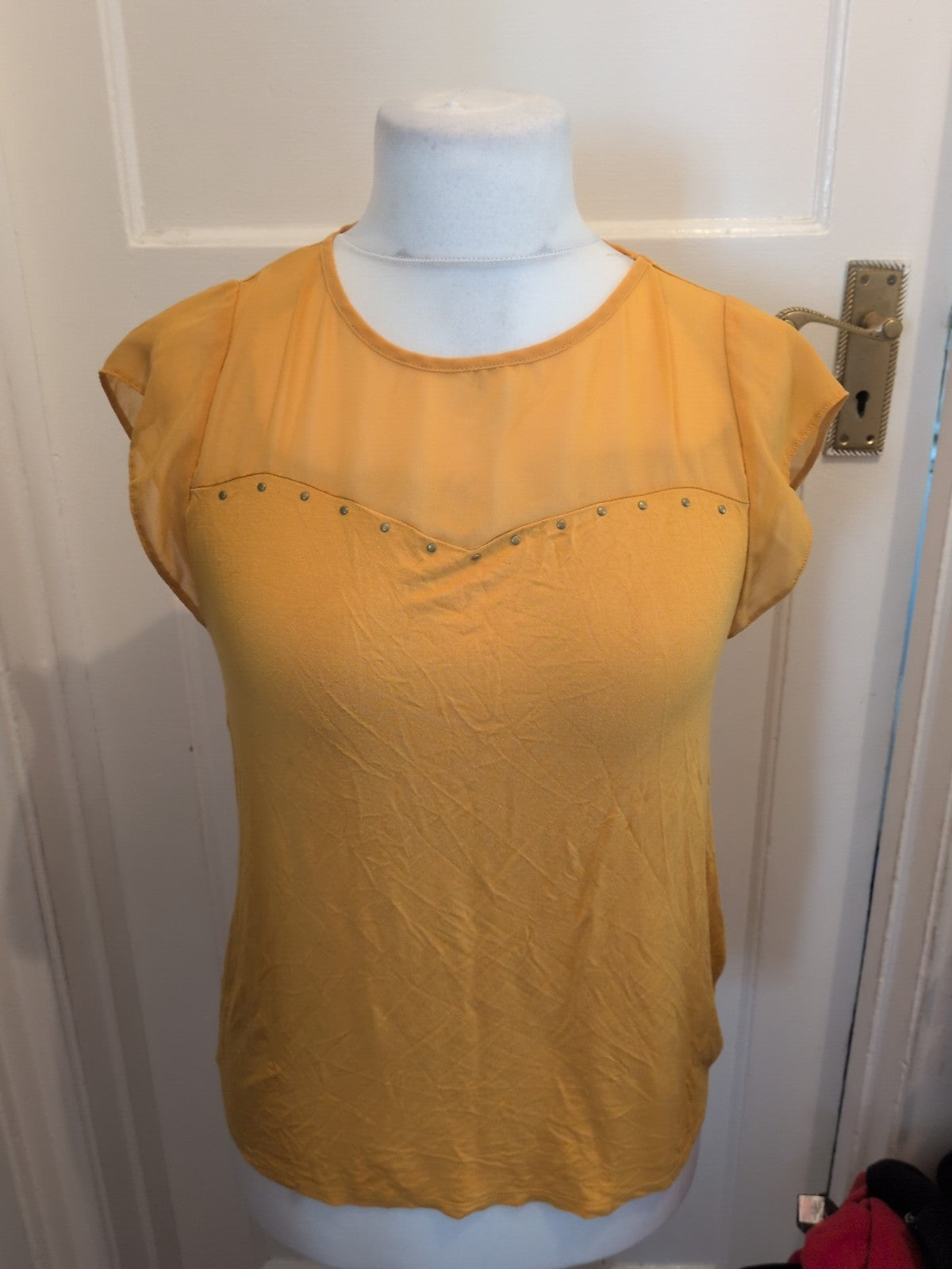 Ladies George Size 12 Yellow Short Sleeved Blouse