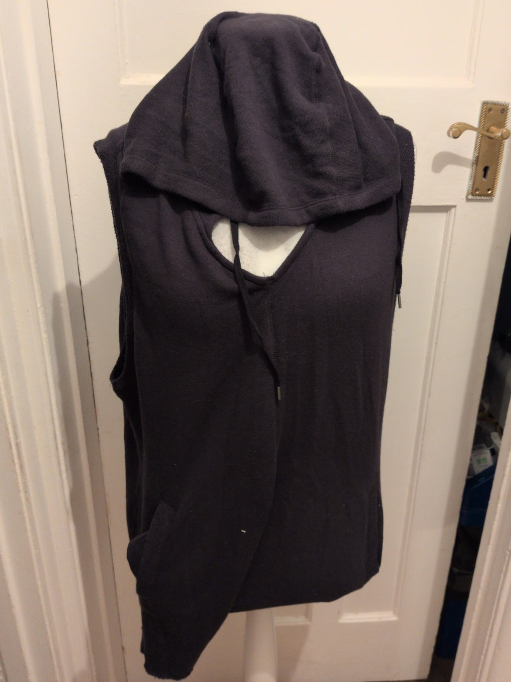 Large Navy Sleeveless Pullover Hoodie Jumpsuit